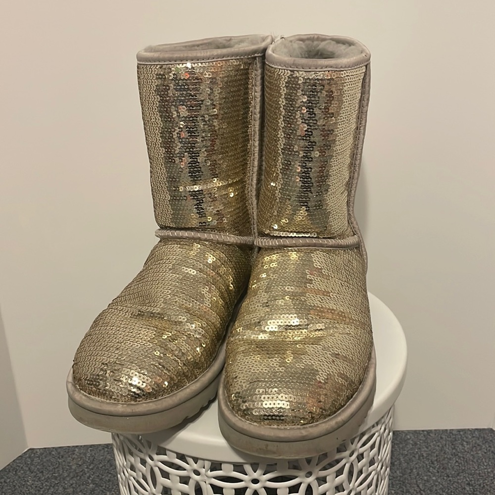 Ugg gold sequin boots size 9